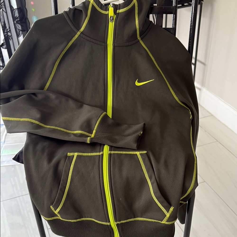 Nike Black and Yellow Zip-Up Hoodie